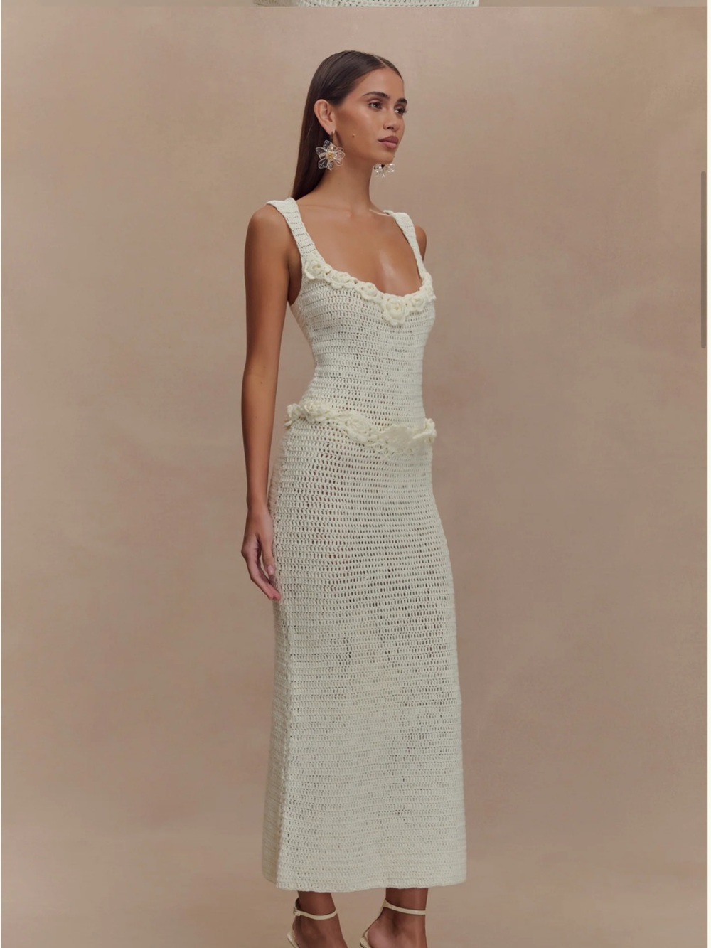 Meshki Cream Crochet Maxi Dress Skirt NWT - Picture 4 of 7